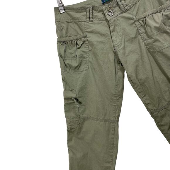Vintage Y2K Low Rise Green Cargo Capris Gasoline Size 28 Utility Pockets - Picture 9 of 9